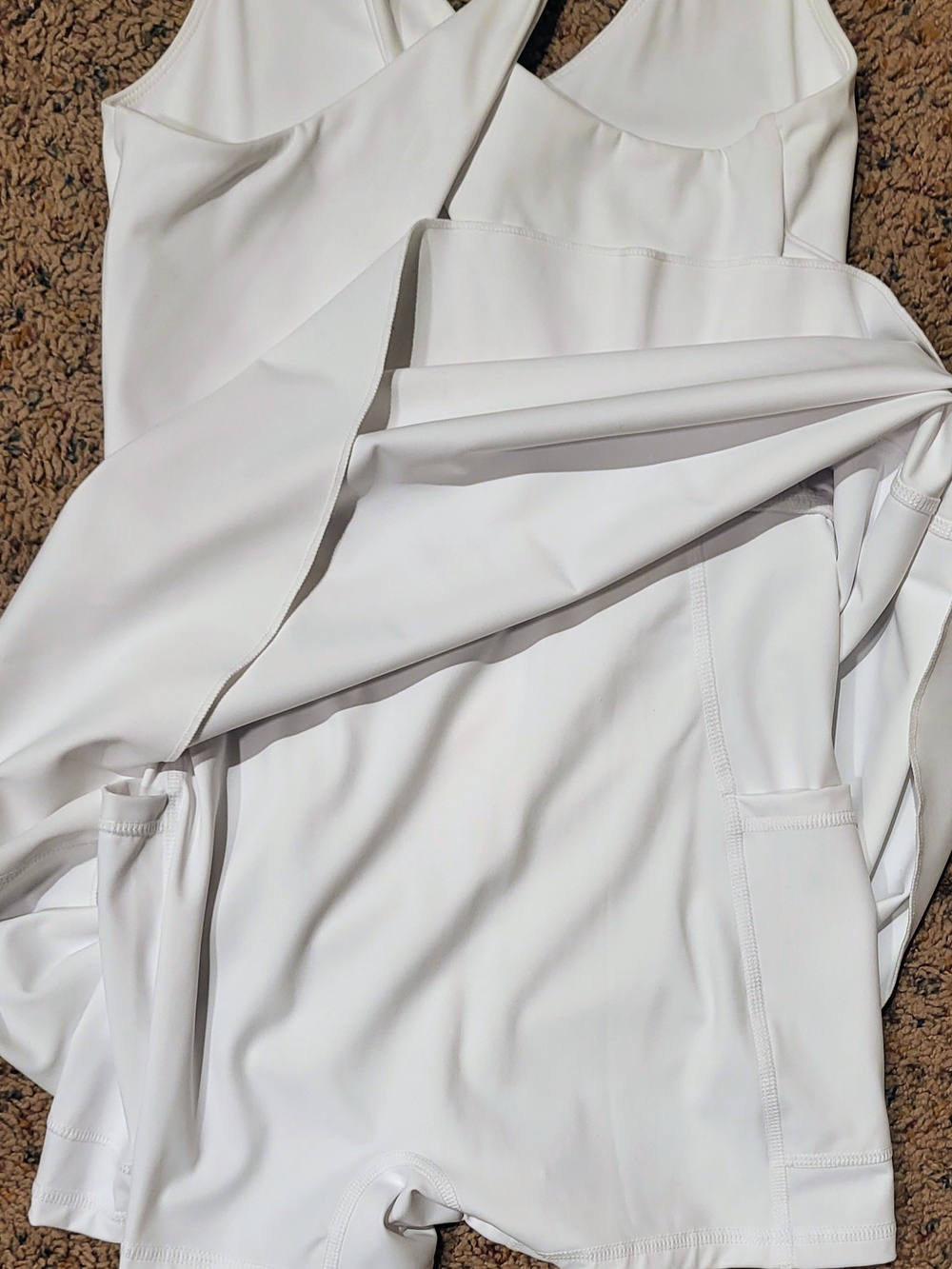HALARA XS White Athletic Tennis Dress With Keyhole & Shorts W/Pockets - Picture 3 of 4